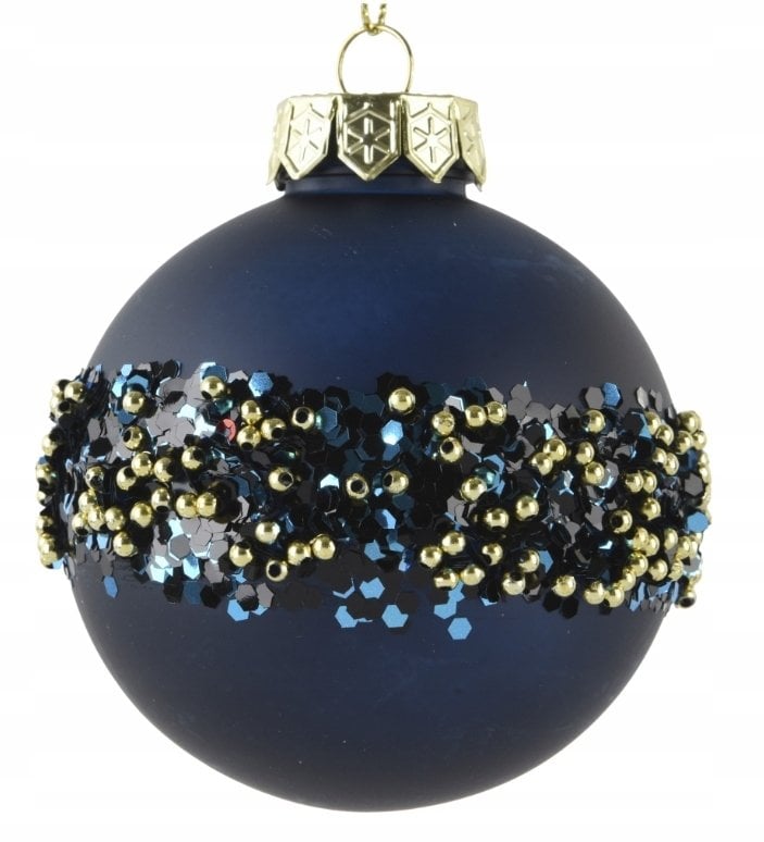 Kaemingk Bombka nietłukąca granatowa z ozdobą złotą 8 cm 1szt