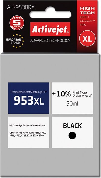 Tusz Activejet Tusz AH-953BRX zamiennik HP 953XL L0S70AE; 50 ml; czarny