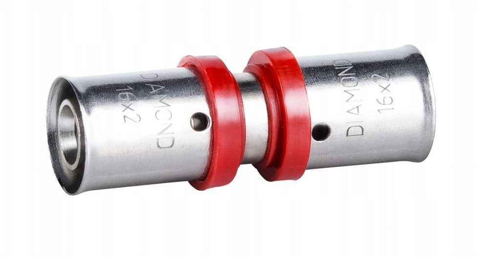 Diamond łącznik zaprasowywany ZŁ-PODWÓJNY, PEX-AL-PEX, mosiądz 25x20 FZZ-003.25X20.ZŁ-2