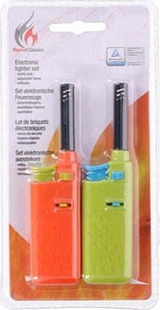 BBQ - Zapalniczka gazowa do grilla / kuchni 14 cm 2 szt. (pomarańczowy / zielony)