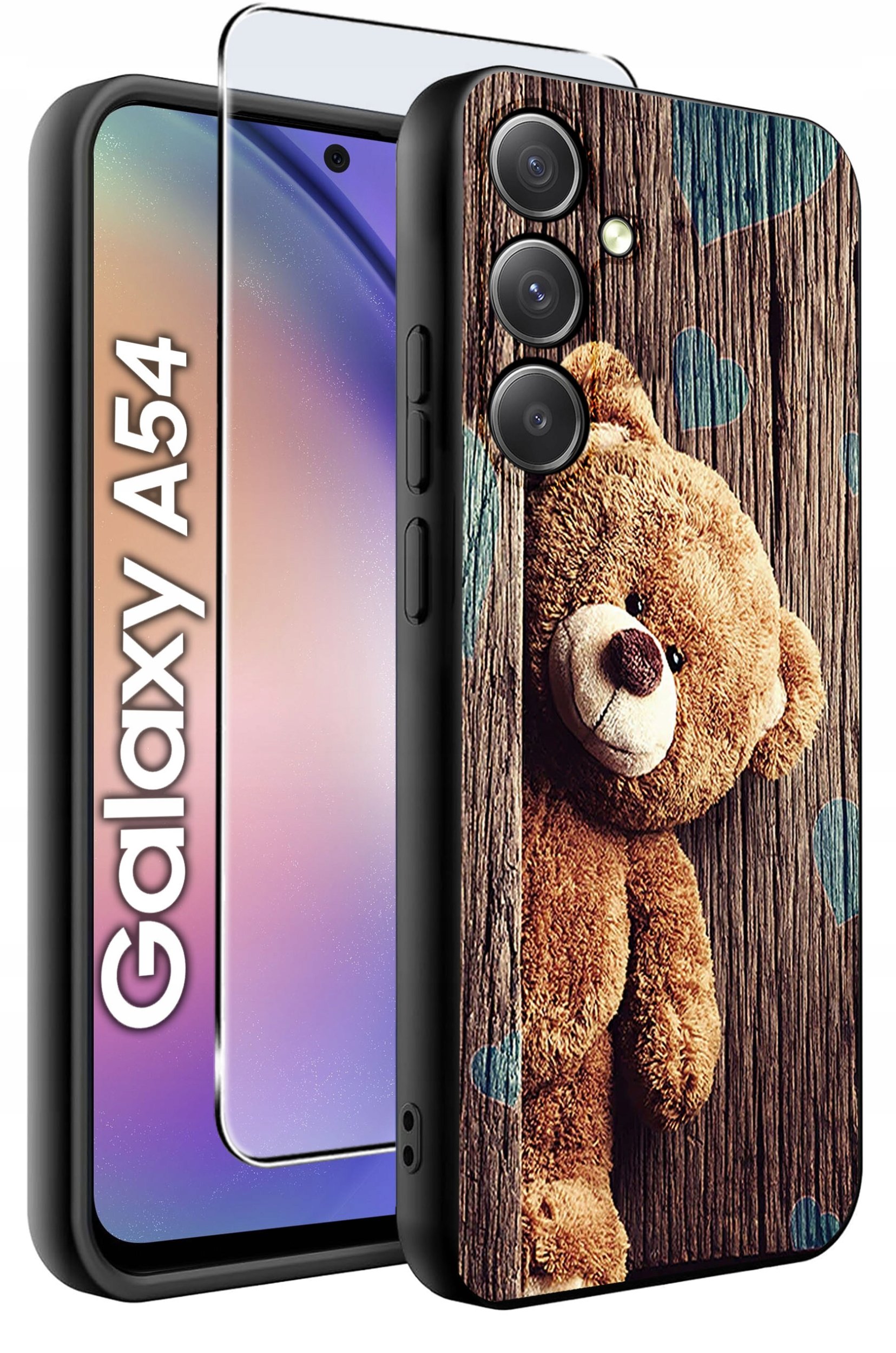 ETUI do Samsung A54 5G WZORY | SILIKONOWE MATT CASE + SZKŁO 9H