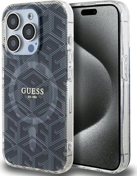 Guess Guess GUHMP15XHGCUSTGK iPhone 15 Pro Max 6.7" czarny/black hardcase IML GCube MagSafe