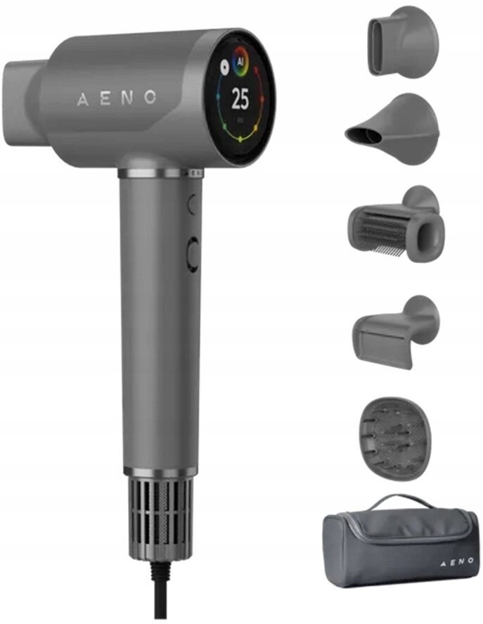 AENO HD5 Suszarka do włosów AI LCD dotykowy Czujnik 110000 RPM 67dB 1500 W Szara
