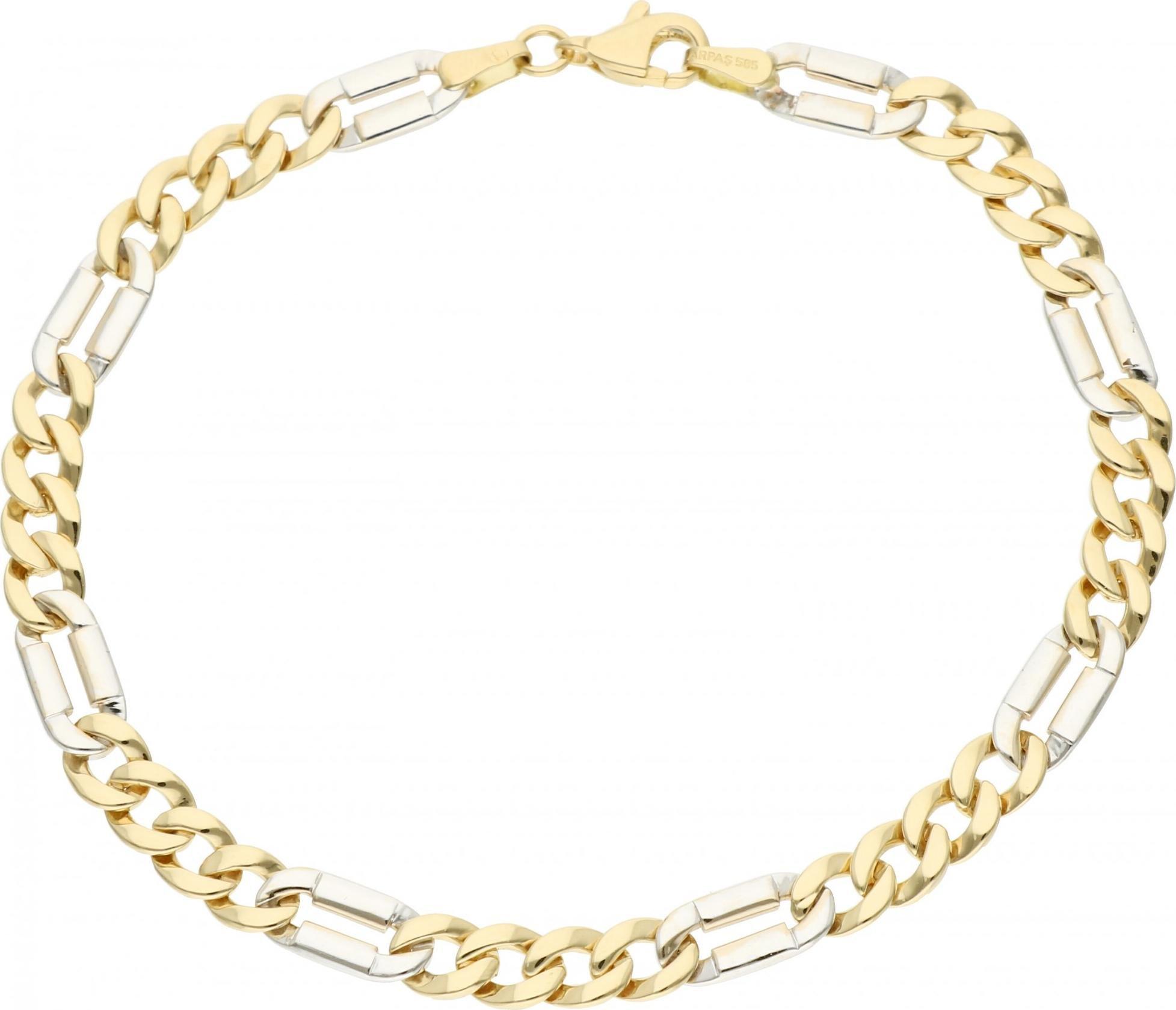 Rosanto Solidna pełna bransoletka pancerka z białego i żółtego złota 21 cm 585 14k