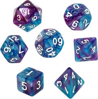 Rebel Komplet kości REBEL RPG - Dwukolorowe - Niebiesko-fioletowe