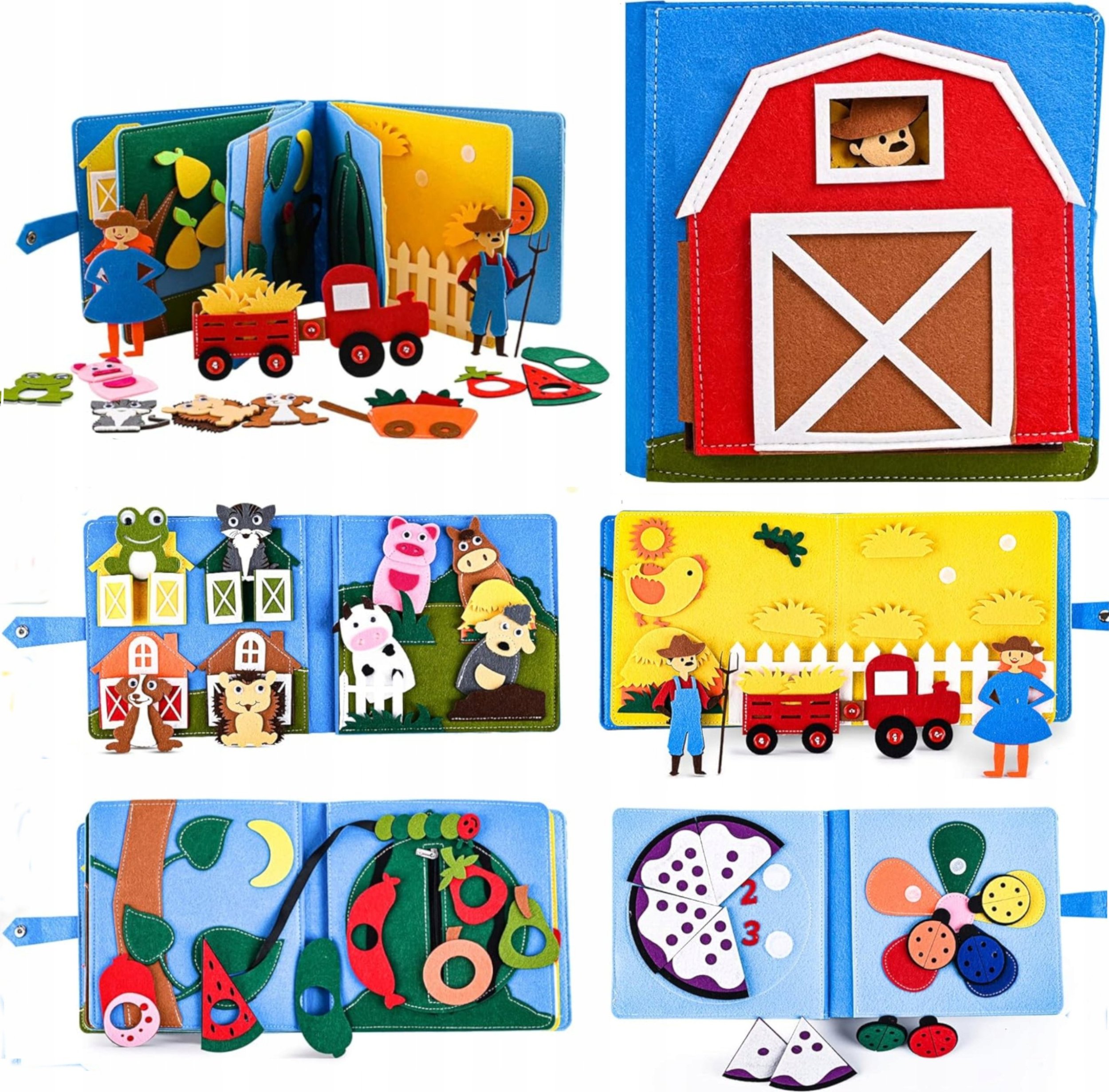 Książeczka filcowa odczepiane elementy tablica 3D domek farma JP-1001