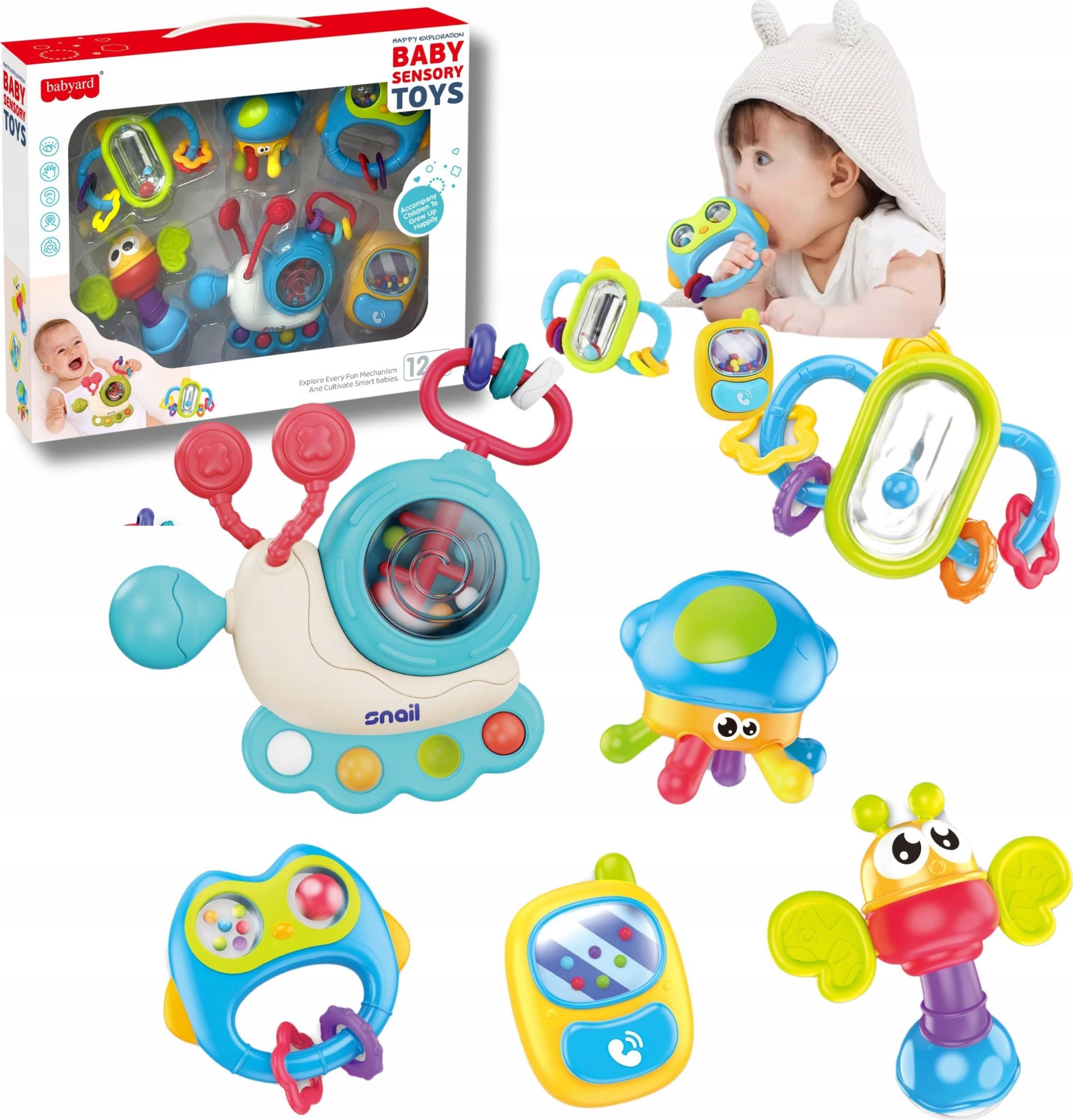 Zestaw 6 grzechotek gryzakÃ³w dla niemowlÄt