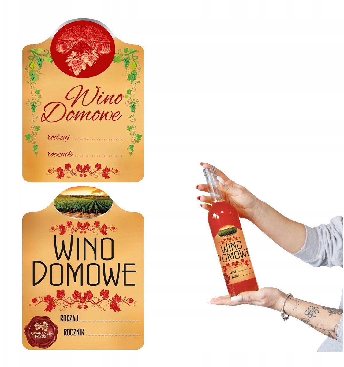 10X ETYKIETA NAKLEJKA WINO DOMOWE WINO ŻÓŁTE