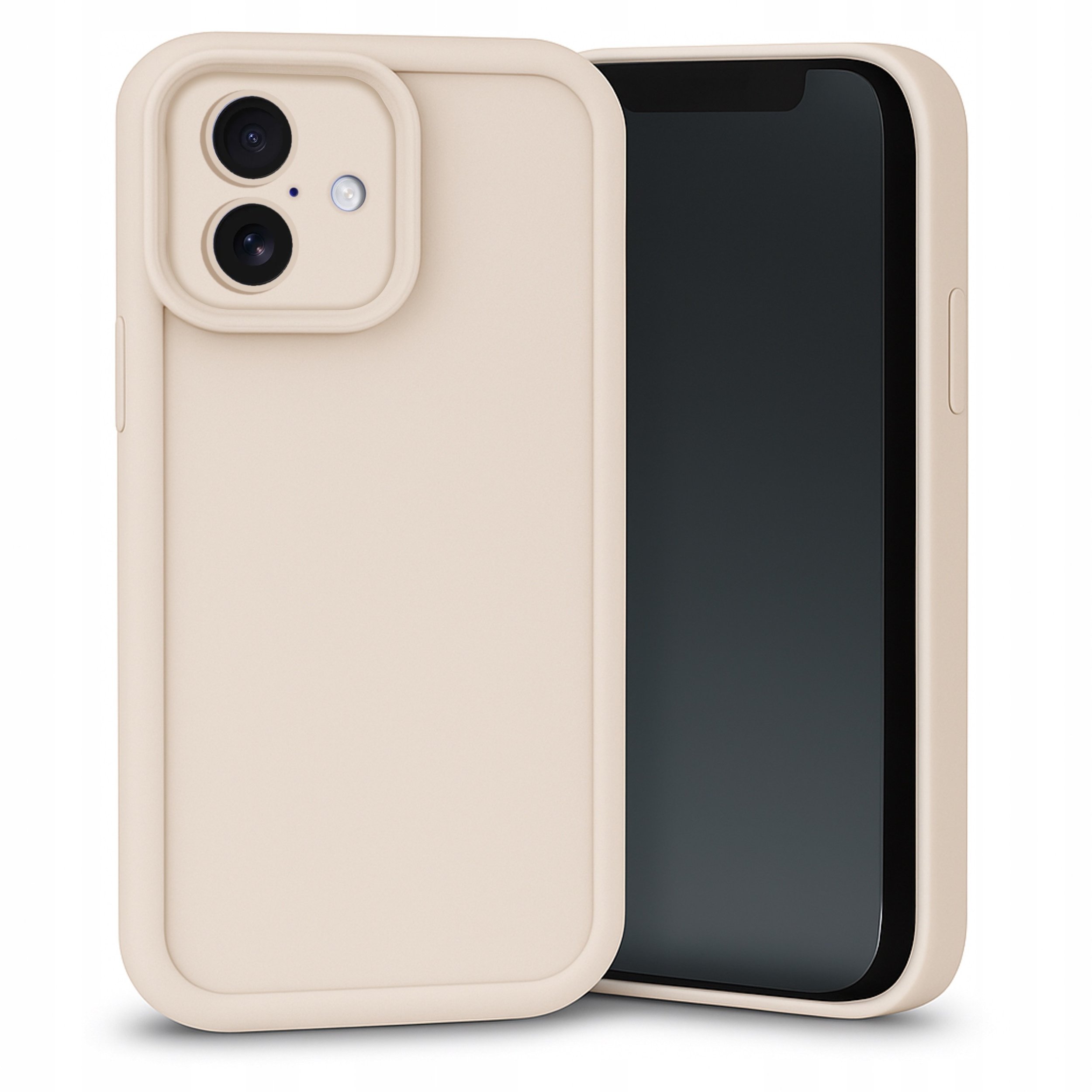 Etui do Apple iPhone 16 (Beżowe, Silikonowe, Matowe, Wzmocnione) Szkło 9H