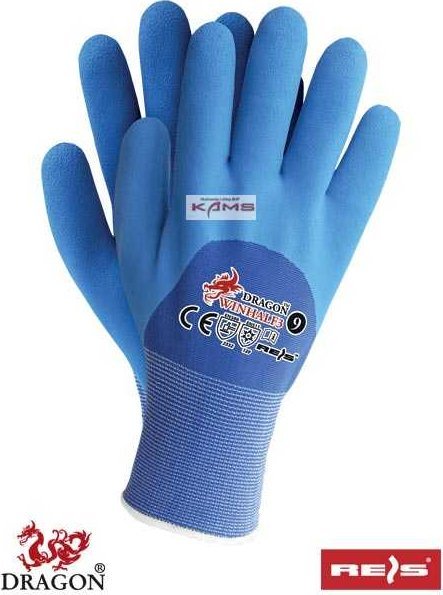 R.E.I.S. WINHALF3 - rękawice ochronne ocieplane, powlekane, oblane spienionym lateksem - czerwono-czarny 9