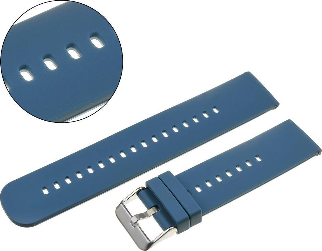 AlleTime Pasek uniwersalny 20 mm silikonowy ciemnoniebieski srebrna zapinka + teleskopy