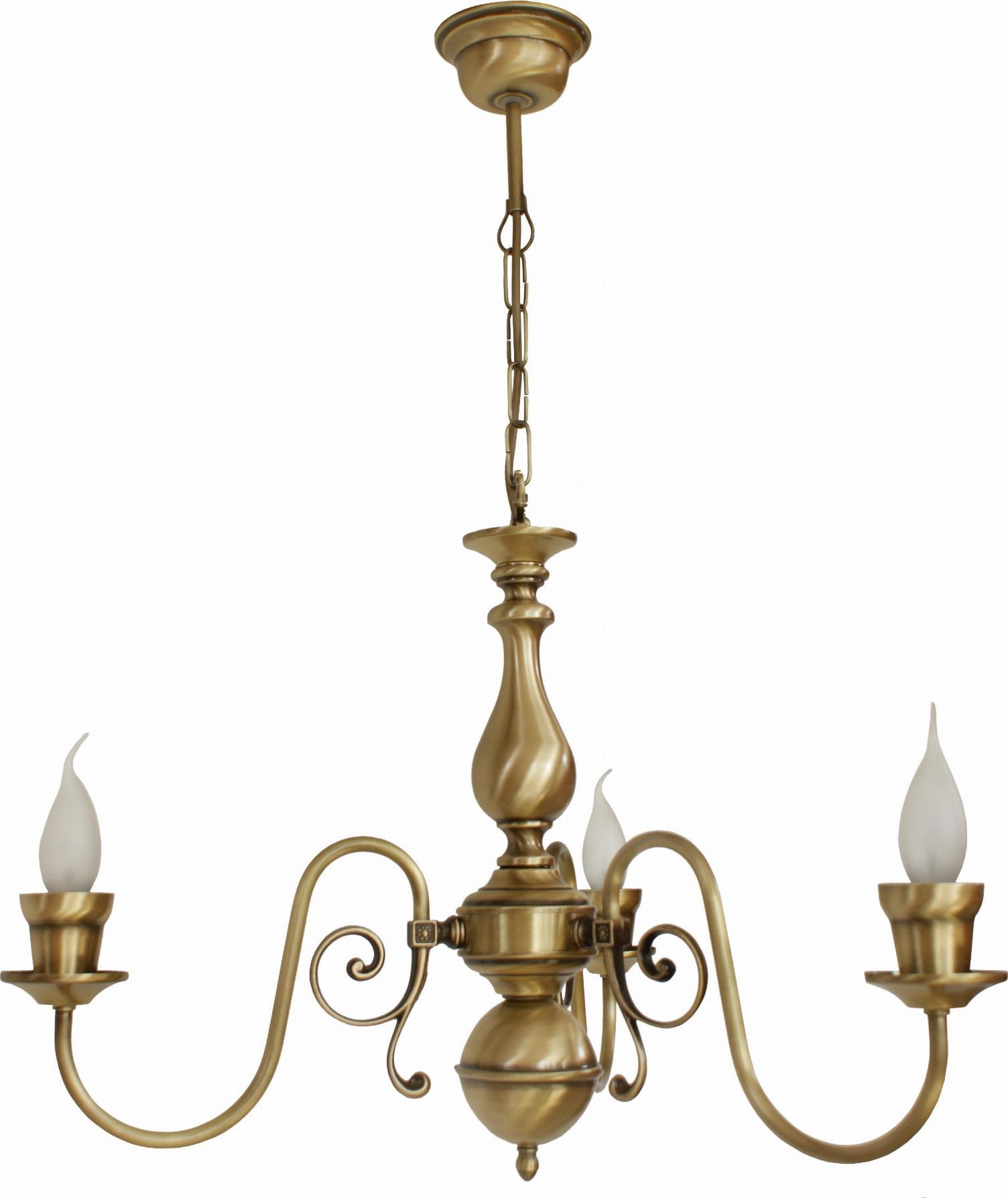 Lampa wisząca Solar Żyrandol z mosiądzu ŚWIECA 3 płomienny