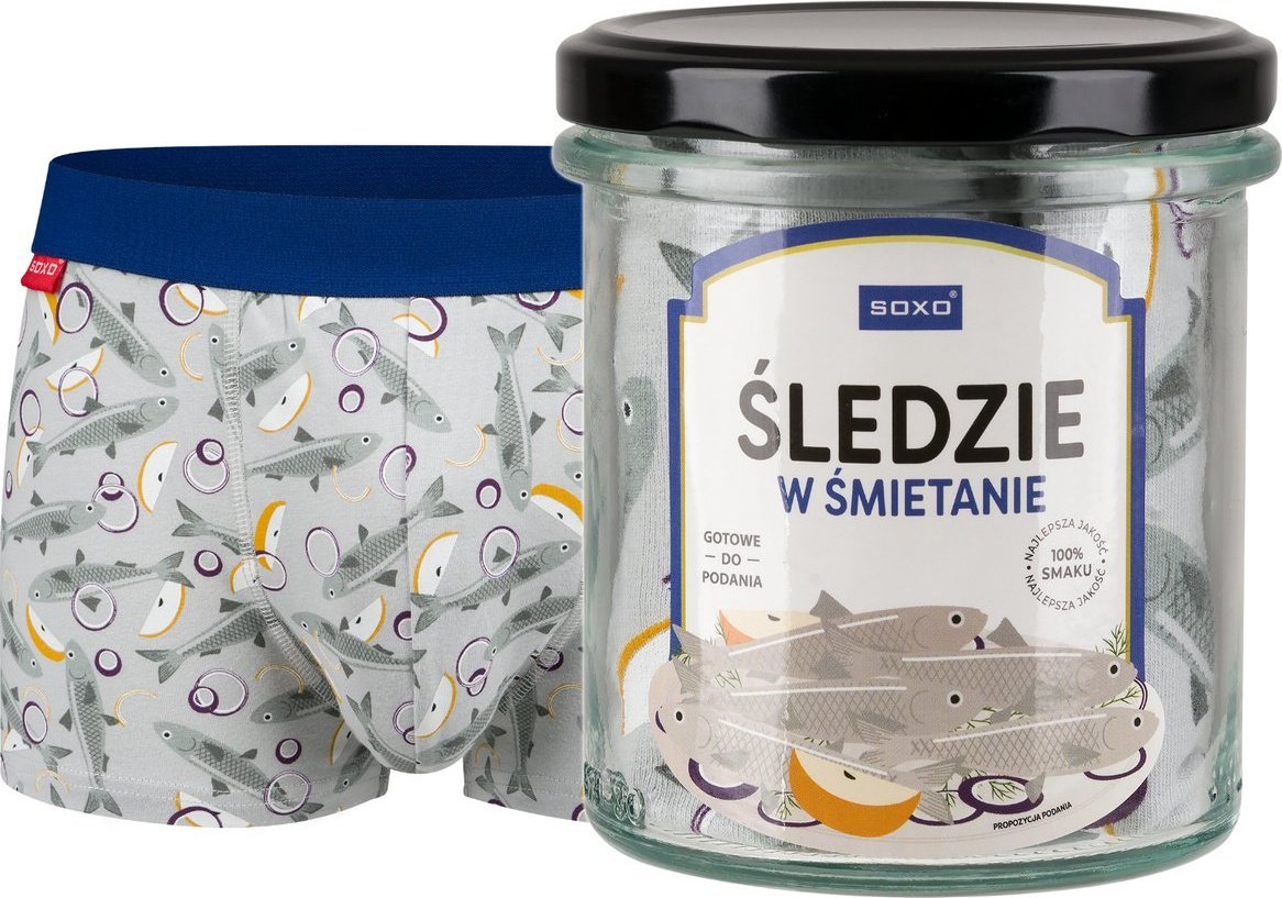 Soxo Męskie Bokserki Śledzie w słoiku idealny zabawny prezent dla Niego L