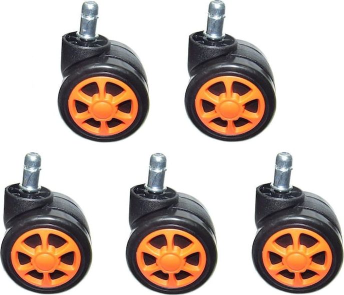 Zenga kółka do fotela kauczukowe 5szt. pomarańczowe