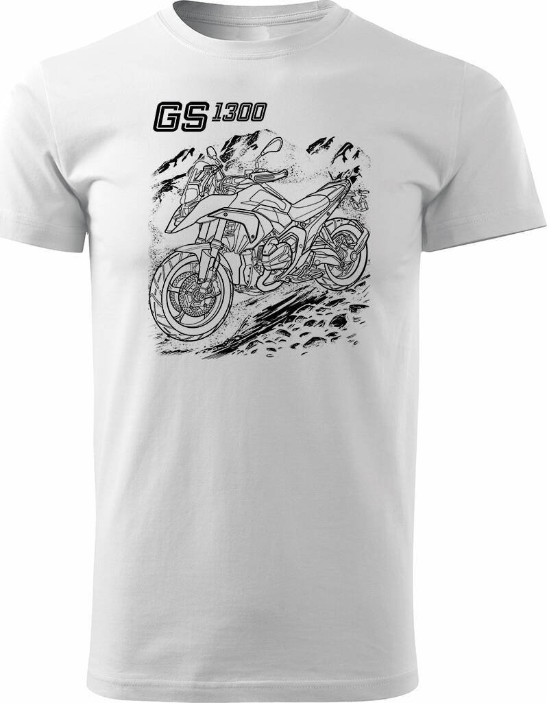 Topslang Koszulka motocyklowa z motocyklem na motor BMW GS R 1300 ADVENTURE kolekcjonerska męska biała REGULAR XL