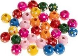 Koraliki drewniane do nawlekania kropki 10mm 35szt