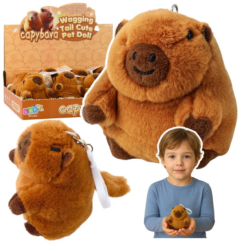 LeanToys Pluszowa Kapibara Z Kręcącym Ogonkiem Brelok 9 x 8 cm