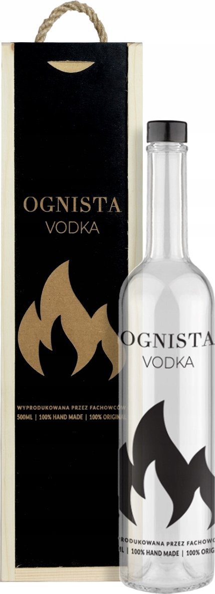 Skrzynka drewniana OGNISTA + BUTELKA na wino wódkę