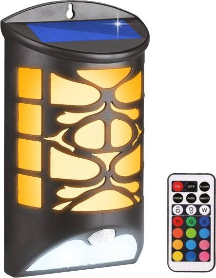 Kinkiet LTC Lampa solarna LED LTC dekoracyjna 10W z czujnikiem ruchu i zmierzchu + pilot