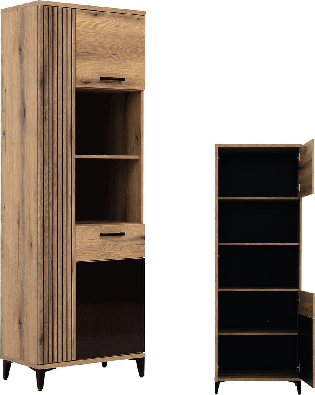 BogFran Regał L/P wąski Szafka Słupek dąb czarny ARIS AS9