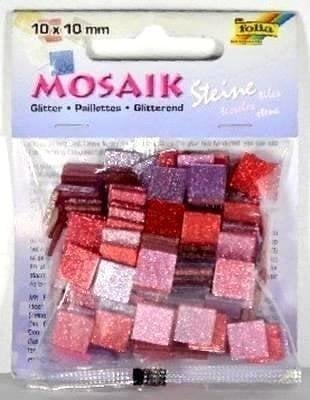 Mozaika kamyczki brokatowe 10x10mm różowa