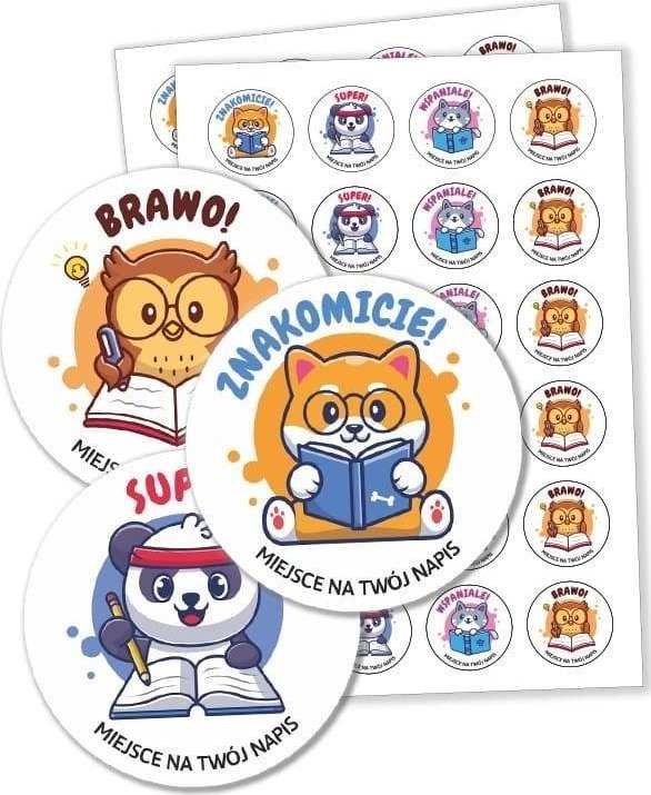 LearnHow Naklejki motywacyjne - Szkolne zwierzątka 48 szt.