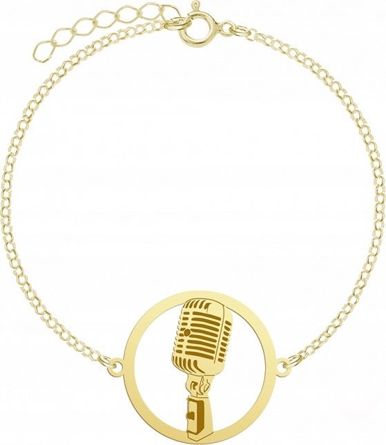 Radziszewska Jewellery Bransoletka Pozłacana z Mikrofonem Mikrofon 925 DEDYKACJA GRAWER GRATIS