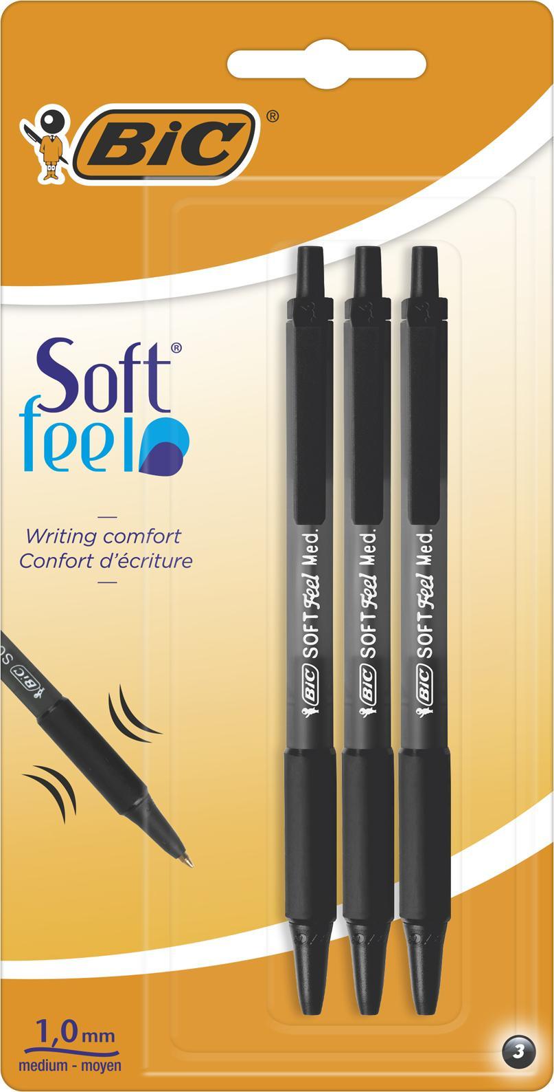 Bic DŁUGOPIS SOFT FEEL BIC CZARNY BLISTER 3SZT