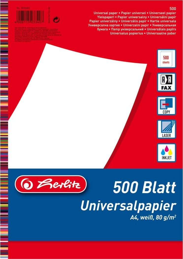 Herlitz Universalpapir A4 80g biały - (500 ark)