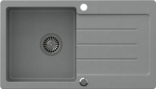 Zlewozmywak Steiner JOHNNY 111 Steingran granitowy szary 1-komorowy z/o (77x44x18,5), z syfonem i zaślepką stal szlachetna