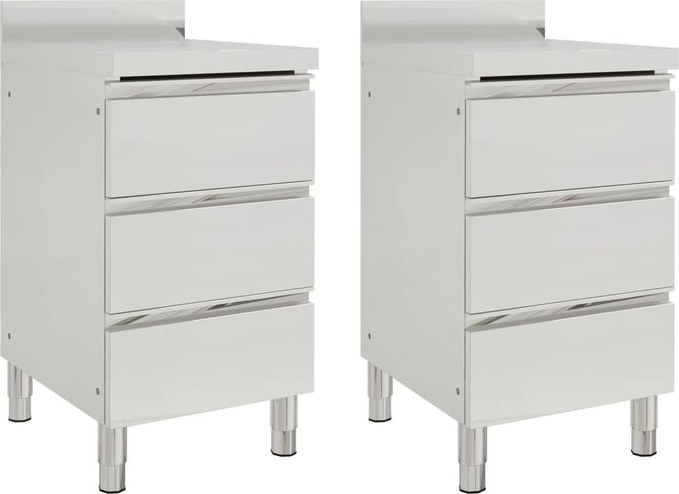 vidaXL Szafki gastronomiczne z 3 szufladami, 2 szt., stal nierdzewna