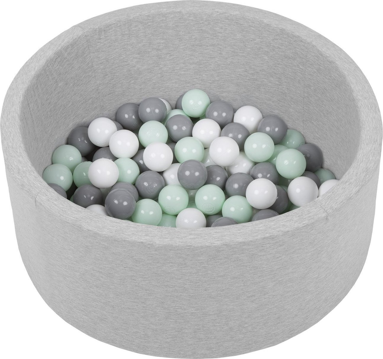 Selonis Suchy basen okrągły z piłeczkami 6 cm jasnoszary: biały-szary-mięta 70 x 30 cm / 150 piłek