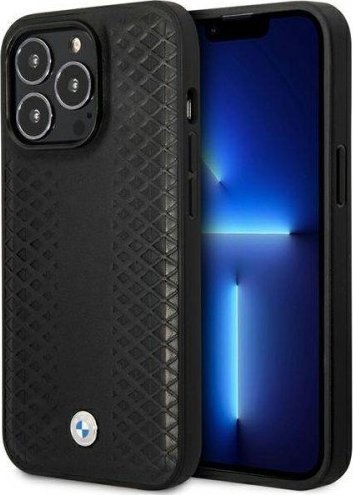 BMW Etui BMHMP14X22RFGK Apple iPhone 14 Pro Max czarny/black Leather Diamond Pattern MagSafe