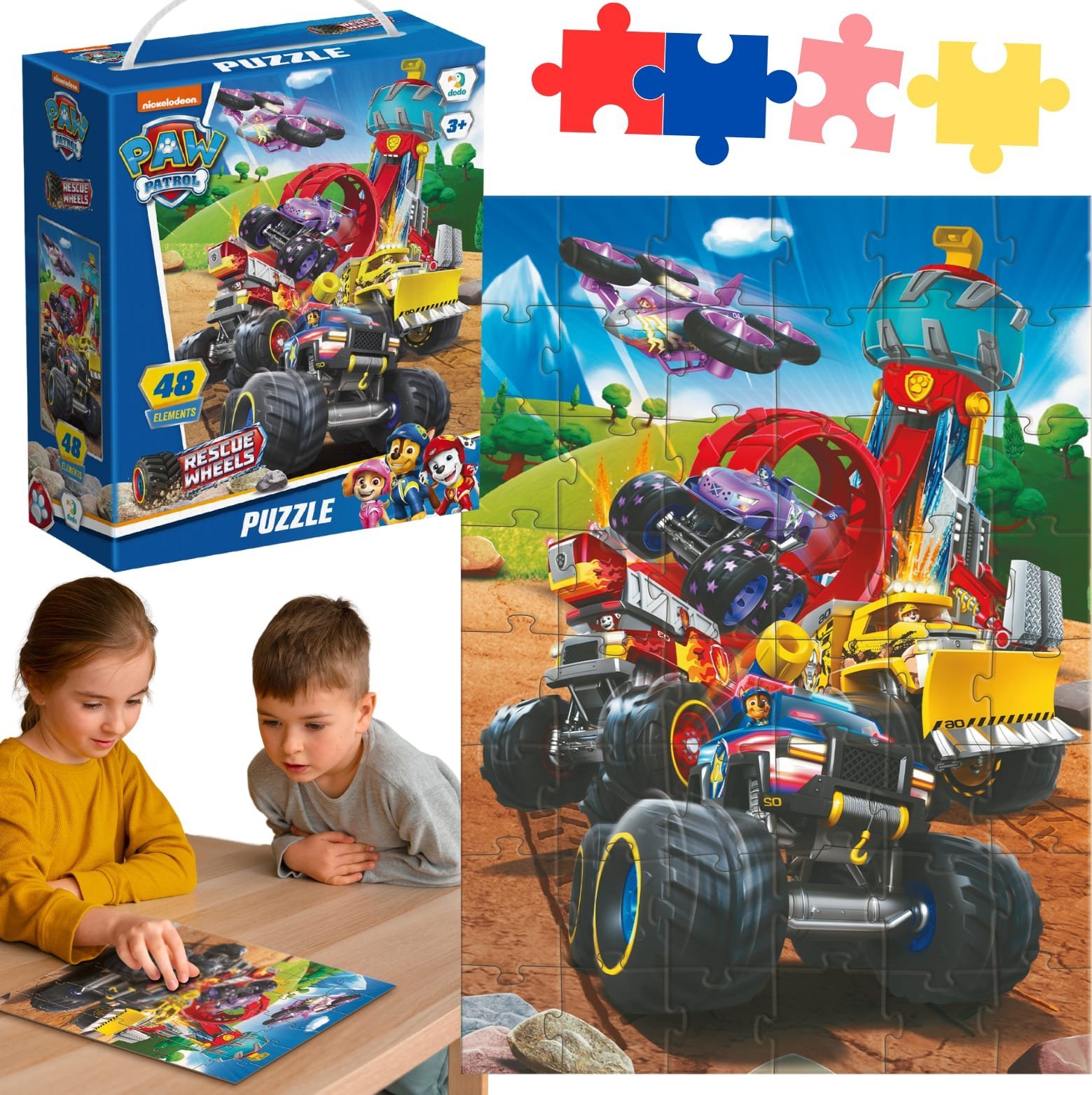 Dodo Puzzle "Psi Patrol" Pojazdy 48 Elementów Układanka Zestaw Dla Dzieci