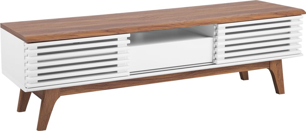 Beliani Szafka RTV jasne drewno z białym DETROIT