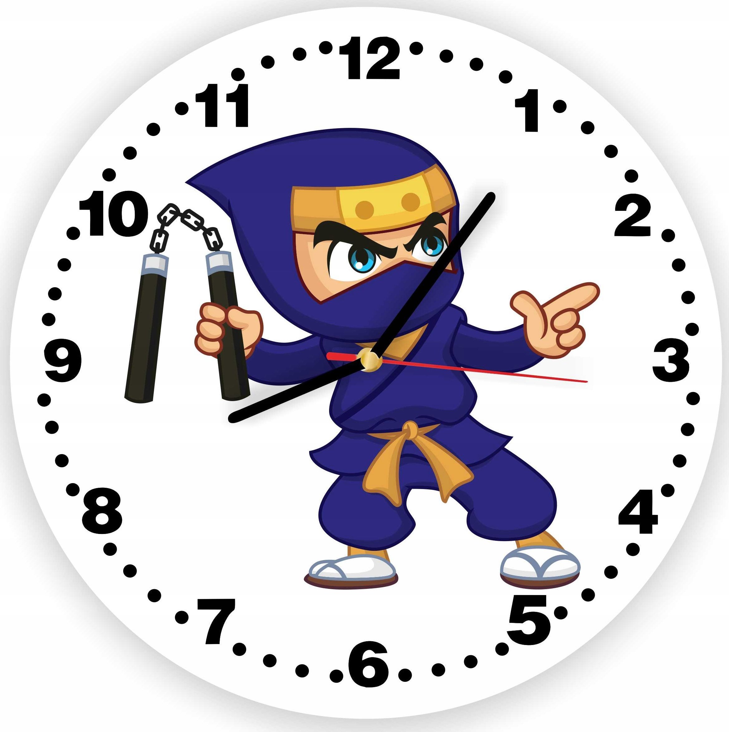 naSciane Zegar ścienny niebieski NINJA wojownik na prezent