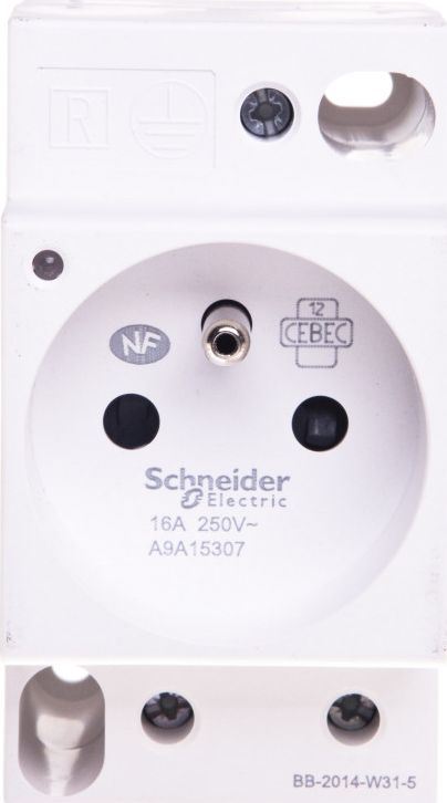 Schneider Electric Gniazdo modułowe z lampką iPC 2P+E 10/16A 250V na szynę białe A9A15307 - A9A15307