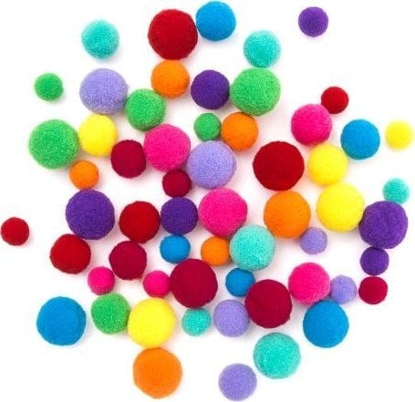 DP Craft Pompony pluszowe DPCRAFT mix juicy, 60 szt.