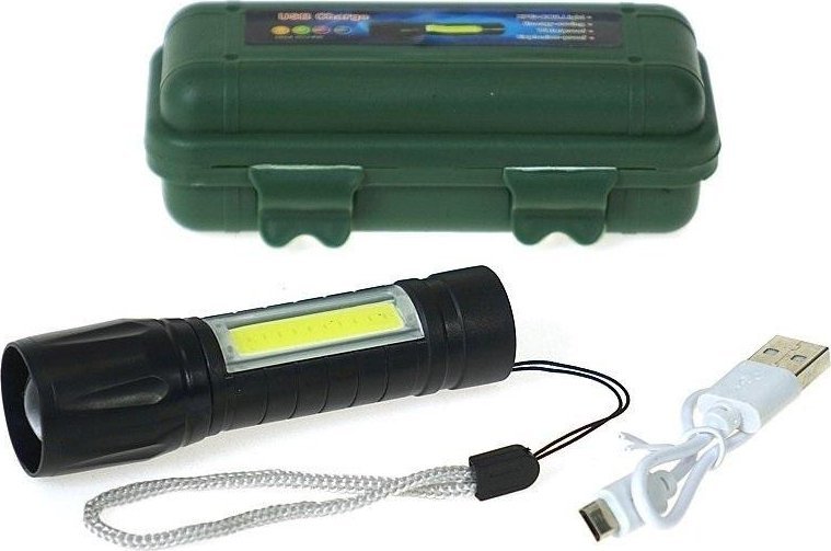 Latarka metalowa z ładowarką USB zmiennoogniskowa