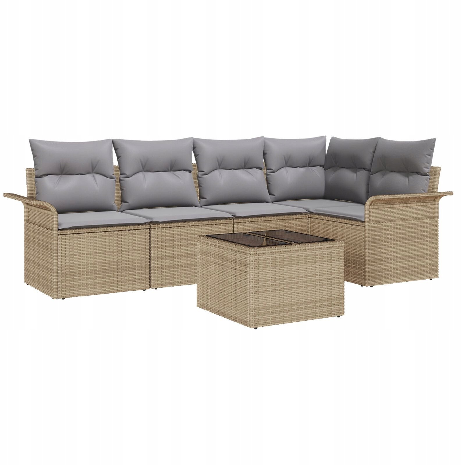 vidaXL Zestaw 6-częściowy sof ogrodowych z poduszkami czarny rattan