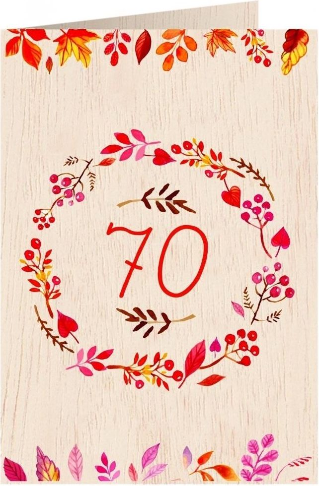 Cozywood Karnet drewniany C6 + koperta Urodziny 70