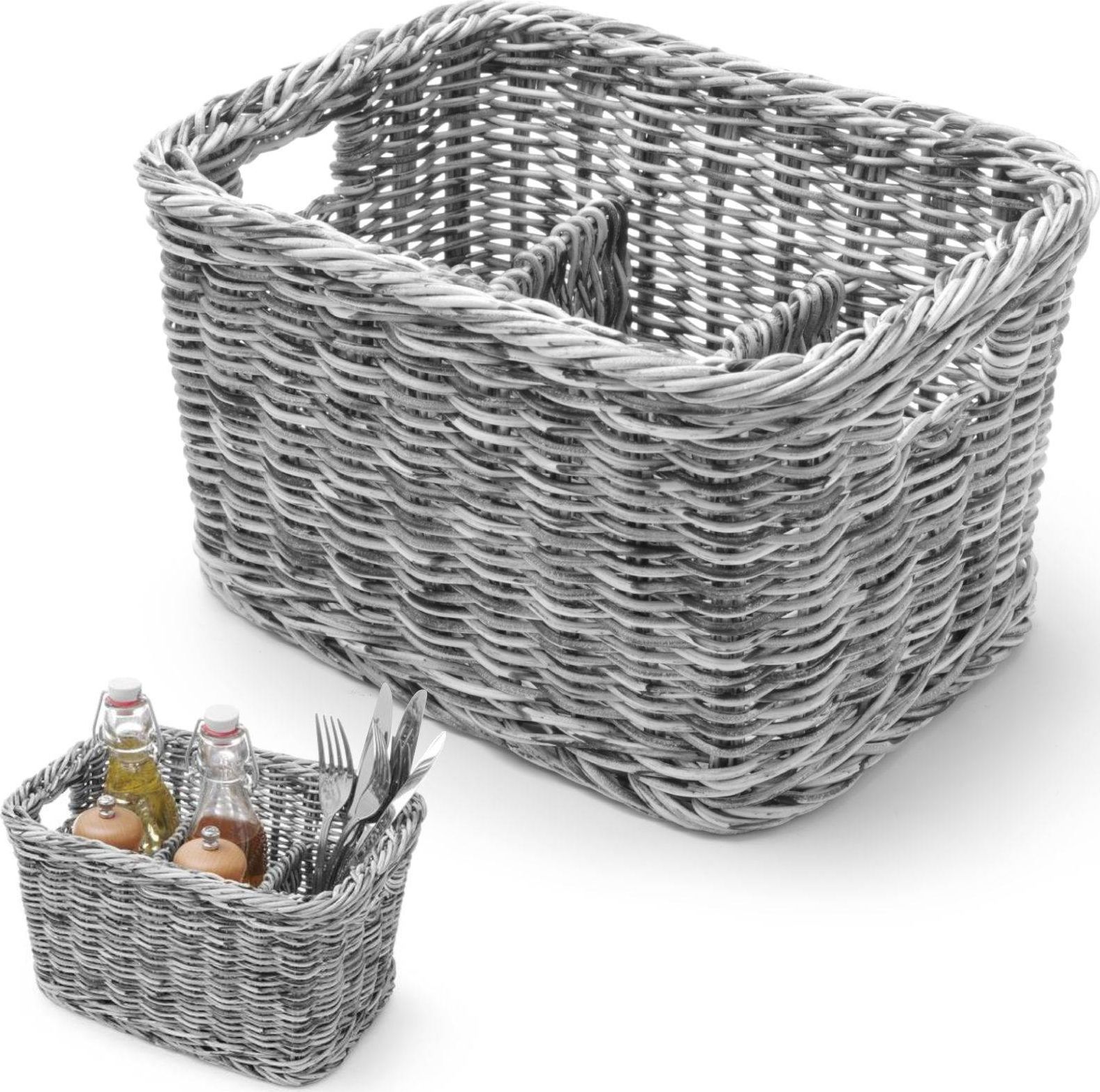 Hendi Koszyk dyspenser na sztućce przyprawy z 4 przegródkami czarny - Hendi 426067 Koszyk dyspenser na sztućce przyprawy z 4 przegródkami czarny - Hen