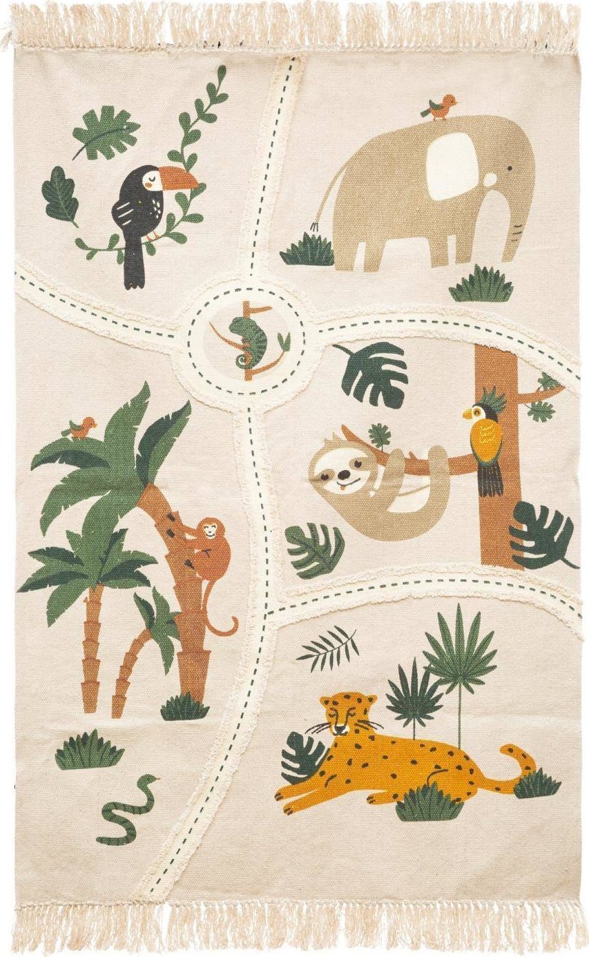 Atmosphera Dywan do pokoju dziecięcego Jungle, mapa, bawełniany, 150 x 100 cm