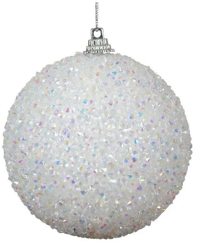 Bombka choinkowa piankowa biała z połyskującymi drobinkami 8 cm lekka 1 szt.