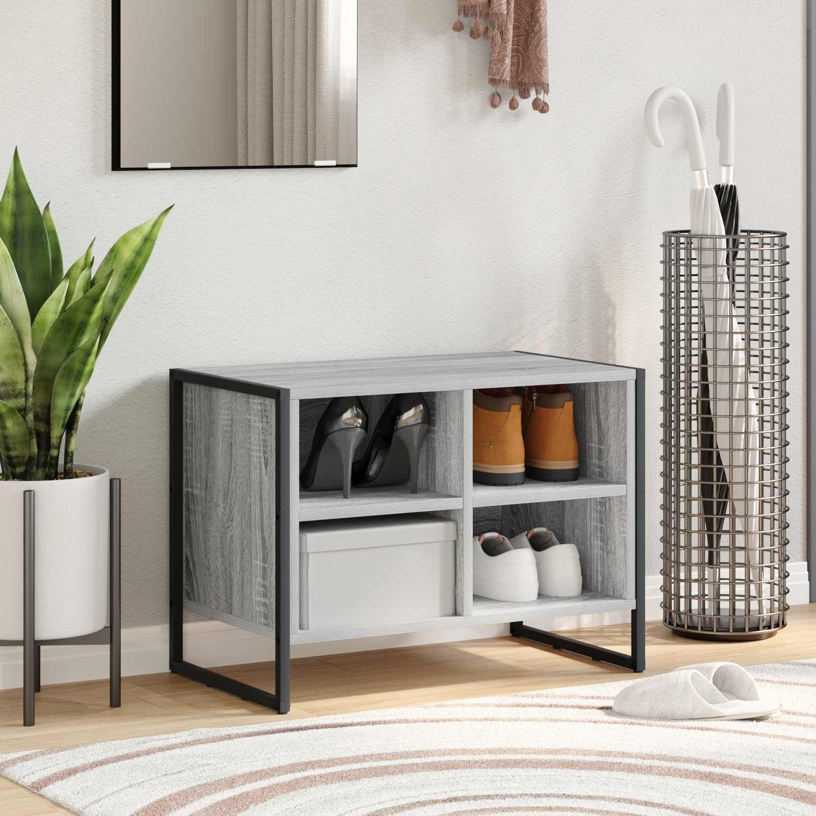 vidaXL Szafka na buty z przechowywaniem szara sonoma, 60 x 35 x 44 cm