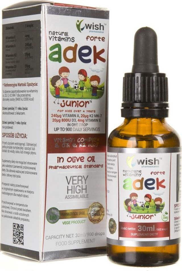 Wish Pharmaceutical Wish ADEK Junior FORTE dla dzieci - 30 ml