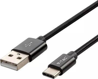 Kabel USB V-TAC USB-A - USB-C 1 m Czarny (8491)