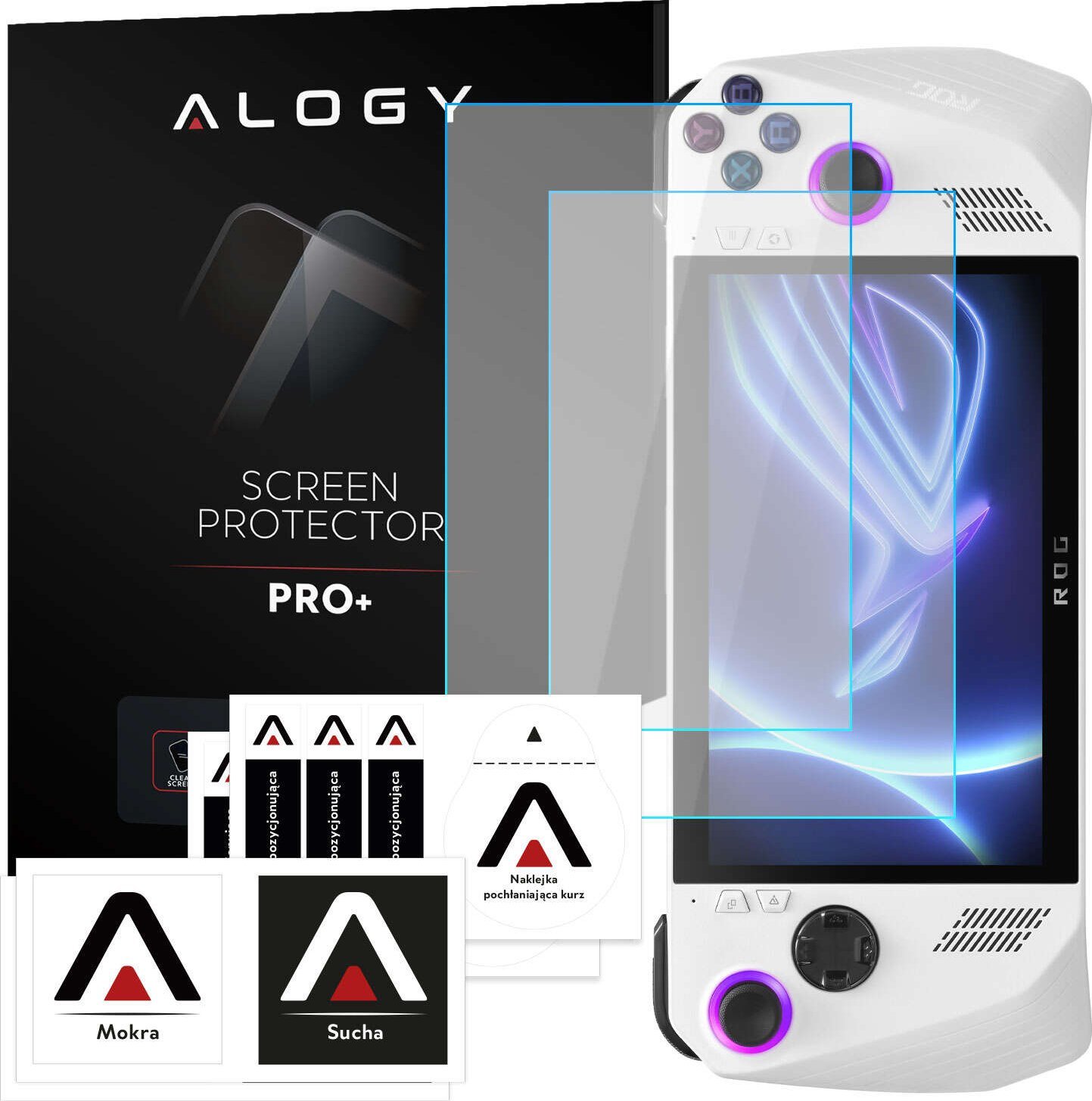 Alogy 2x Szkło hartowane do Asus ROG Ally na ekran konsoli Screen Protector Pro+ 9H