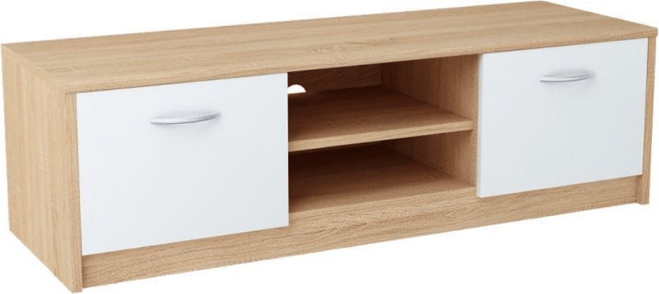 Szafka pod telewizor, stolik, Classic, 120x41x36 cm, dąb sonoma, biel, mat | TYLETEGOTU