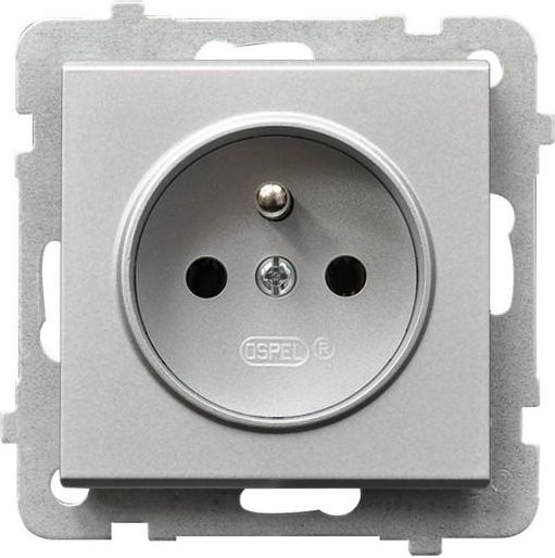 Ospel Gniazdo Sonata pojedyncze z uziemieniem srebrny mat (GP-1RZ/m/38)